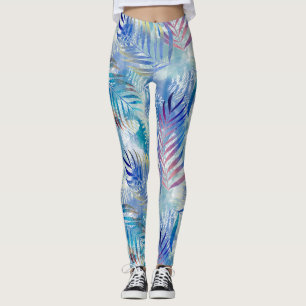 Farbenfrohe tropische Muster mit Blätter aus Palme Leggings