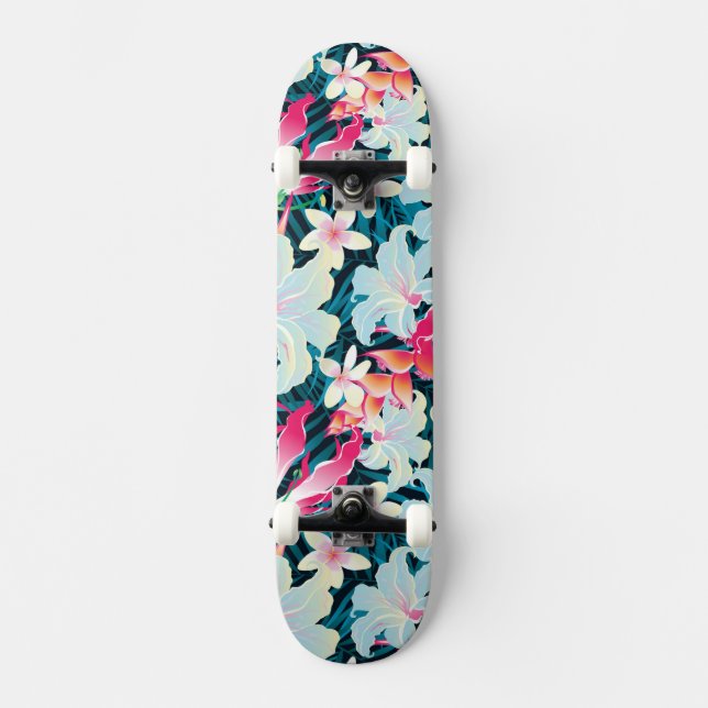 Farbenfrohe tropische Muster Skateboard (Vorderseite)