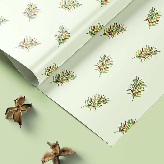 Farbenfrohe tropische Palme Blätter Retro Wrapping Geschenkpapier (Von Creator hochgeladen)