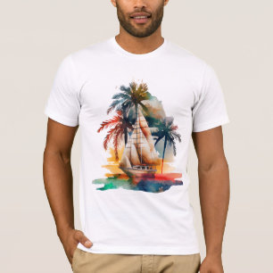Farbenfrohe tropische Palme und T - Shirt des Sail