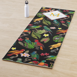 Farbenfrohe tropische Papageien-Blätter, Blume-Mon Yogamatte