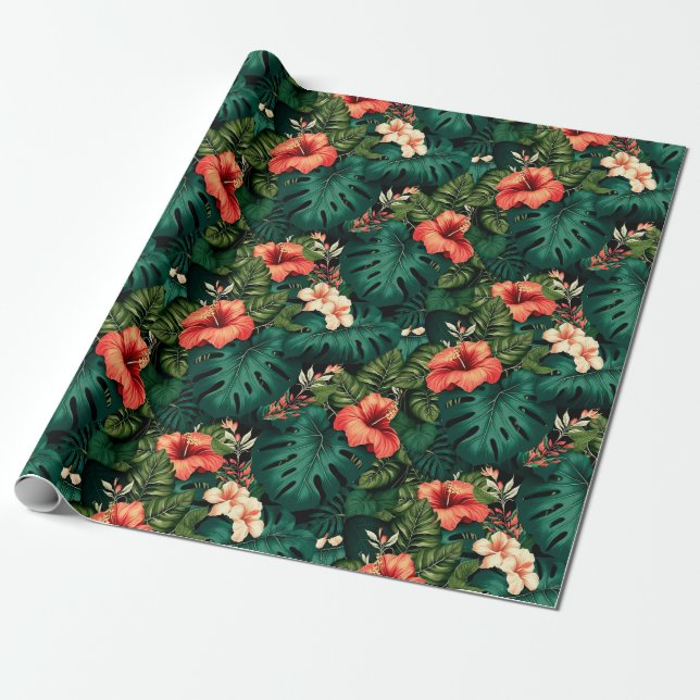 Farbenfrohe tropische Paradies Hawaii Aloha Blume Geschenkpapier (Ungerollt)