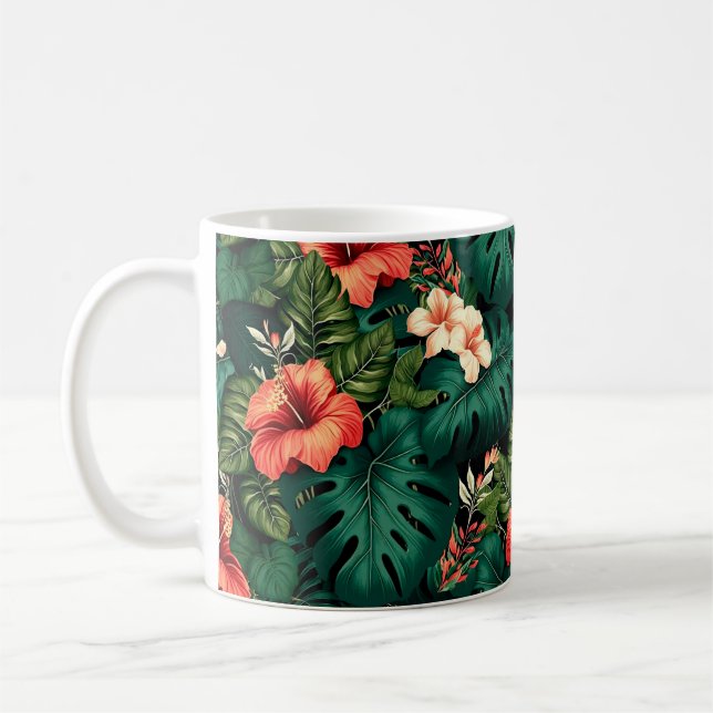 Farbenfrohe tropische Paradies Hawaii Aloha Blume Kaffeetasse (Links)