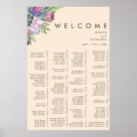 Farbenfrohe tropische Peach Alphabetische Sitzkart