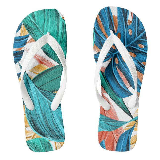 Farbenfrohe tropische Print Adult Flip Flops (Fußbett)