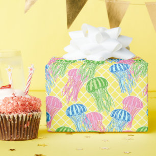 Farbenfrohe tropische Quallen Quetrefolienmuster Geschenkpapier