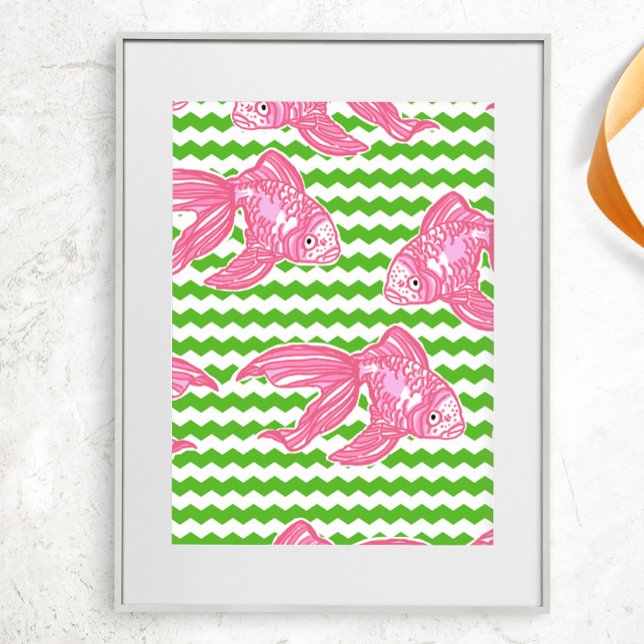 Farbenfrohe tropische rosa Fischmuster Poster (Von Creator hochgeladen)