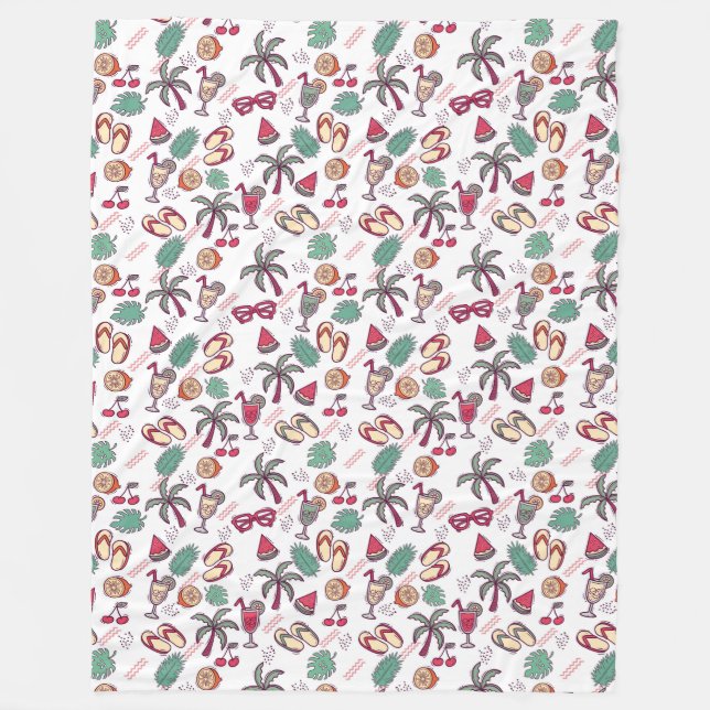 Farbenfrohe tropische Strandurlaub thematische Mus Fleecedecke (Vorderseite)