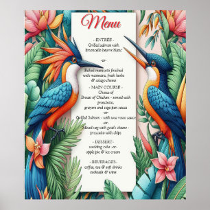 Farbenfrohe tropische Vögel und lebhafte, üppige P Poster