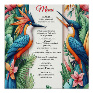Farbenfrohe tropische Vögel und lebhafte, üppige P Poster