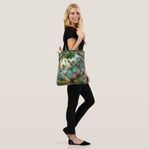 Farbenfrohe tropische Vögel unter lebendiger, üppi