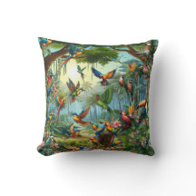 Farbenfrohe tropische Vögel unter lebendiger, üppi