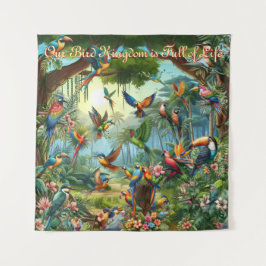 Farbenfrohe tropische Vögel unter lebhaften, üppig Wandteppich