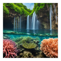 Farbenfrohe tropische Wasserfälle