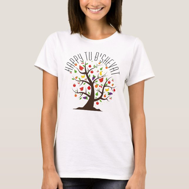 Farbenfrohe Tu B'Shevat Obstbaum T - Shirt (Vorderseite)