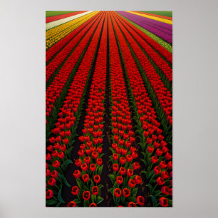 Farbenfrohe Tulip Fields Poster