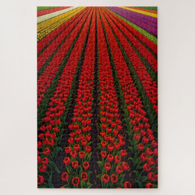 Farbenfrohe Tulip Fields Puzzle (Vertikal)