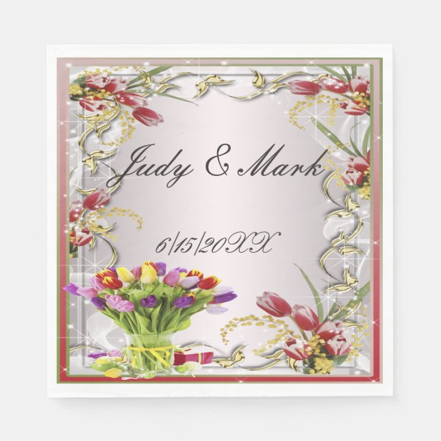 Farbenfrohe Tulip Floral Paper Napkins Serviette (Vorderseite)