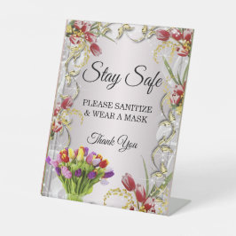 Farbenfrohe Tulip Floral Wedding Safety Sockelschild