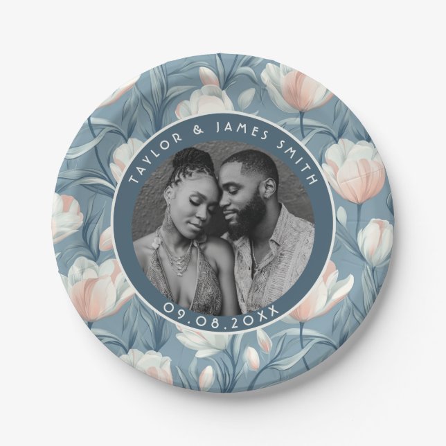 Farbenfrohe Tulip-Teller für Sommerhochzeiten Pappteller (Vorderseite)