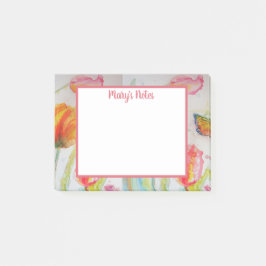 Farbenfrohe Tulip und Butterfly Wasserfarben Blume Post-it Klebezettel