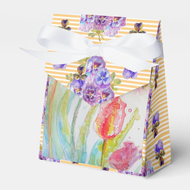 Farbenfrohe Tulip Wasserfarbe Party Take Gefallen  Geschenkschachtel (Vorderseite)