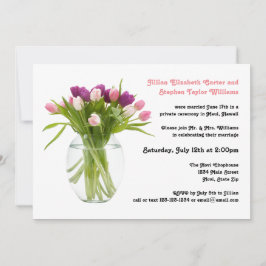 Farbenfrohe Tulips in Vase - Hochzeitsankündigung Einladung