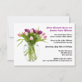 Farbenfrohe Tulips in Vase - Hochzeitsankündigung Einladung