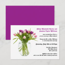 Farbenfrohe Tulips in Vase - Hochzeitsankündigung Einladung