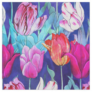 Farbenfrohe Tulips Muster Stoff
