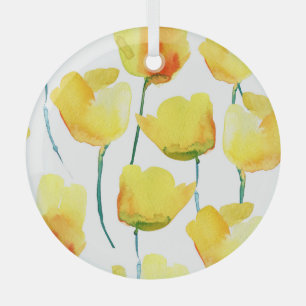 Farbenfrohe Tulips Wasserfarbe: Nahtlose Illustrat Ornament Aus Glas