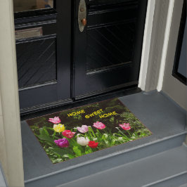 Farbenfrohe Tulips ZUHAUSE SWEET ZUHAUSE Door Mat Fußmatte