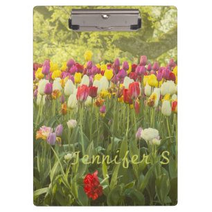 Farbenfrohe Tulpen im Park personalisiert Klemmbrett