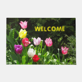 Farbenfrohe Tulpen Kust. WELCOME Door Mat Fußmatte