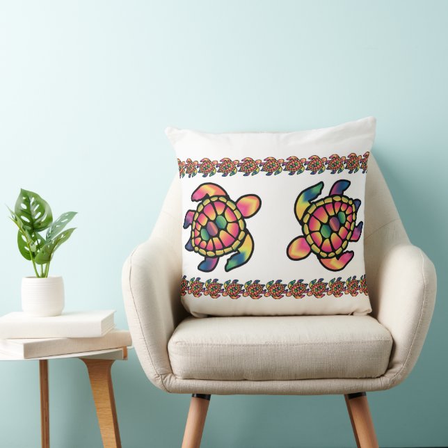 Farbenfrohe Turtlefärbung: Eine lebendige Schildkr Kissen (Stuhl )