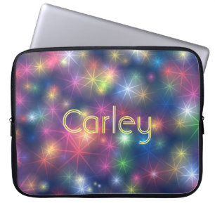 Farbenfrohe Twinkling Stars Galaxy Personalisiert Laptopschutzhülle