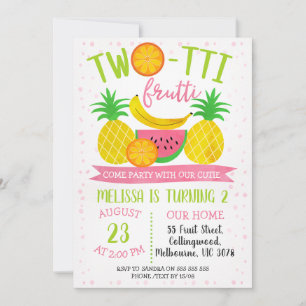 Farbenfrohe Twotti Frutti 2. Geburtstag Einladung