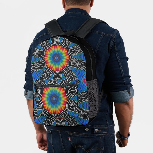 Farbenfrohe Tye Dye Blue Red Schwarz-weiß Rucksack (Insitu (Modell))