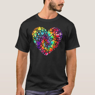Farbenfrohe Tye Dye Die Krawatte Herzens Valentine T-Shirt