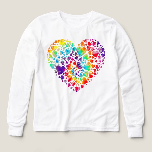 Farbenfrohe Tye Dye Stirb Krawatte Herz Valentinst (Design Vorderseite)