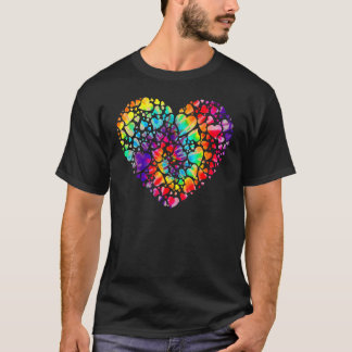 Farbenfrohe Tye Dye Stirb Krawatte Herz Valentinst T-Shirt