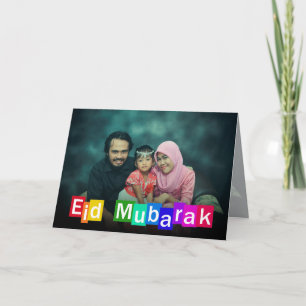 Farbenfrohe Typografie Eid Mubarak - Grußkarte Karte