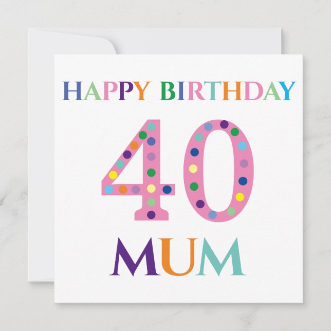 Farbenfrohe Typografie Happy Birthday Mum Karte (Vorderseite)