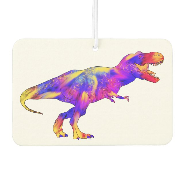 Farbenfrohe Tyrannosaurus Rex Psychedelic Dinosaur Autolufterfrischer (Vorderseite)