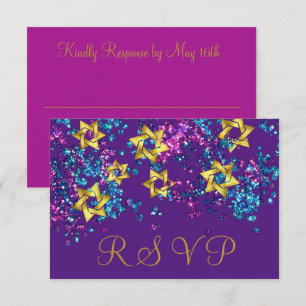 Farbenfrohe UAWG Gold Star Glittery Confetti RSVP Karte