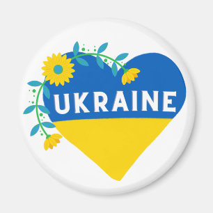 Farbenfrohe Ukraine Blume Herz Magnet