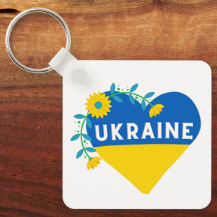 Farbenfrohe Ukraine Flag Blume Herz Schlüsselanhänger