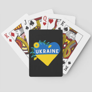 Farbenfrohe Ukraine Flag Blume Herz Spielkarten