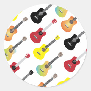 Farbenfrohe Ukulele Patterns Music Runder Aufkleber
