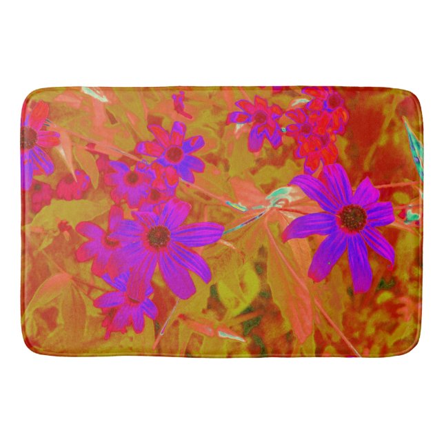 Farbenfrohe Ultra-Violet-, Magenta- und Rote Wildb Badematte (Vorderseite)